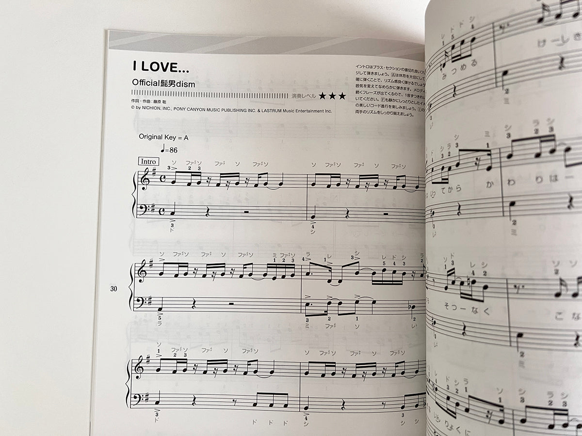 J-POP Super Best Piano Solo(Easy) Sheet Music Book