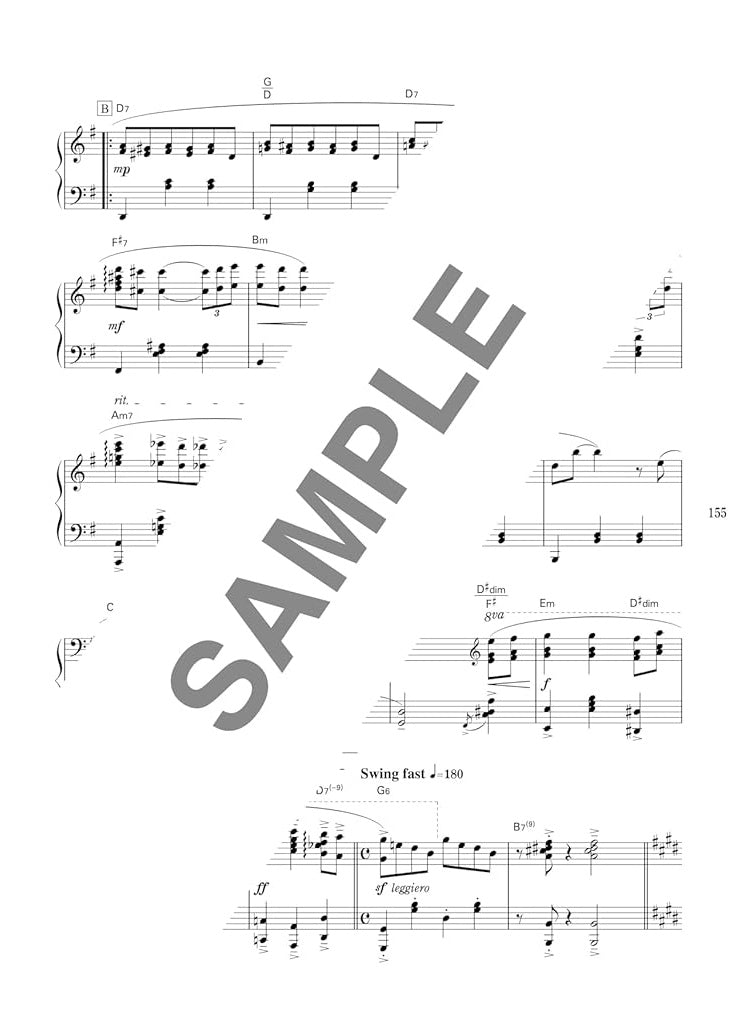 Studio Ghibli Songs Jazz Piano Solo (Obere Mittelstufe) Notenbuch