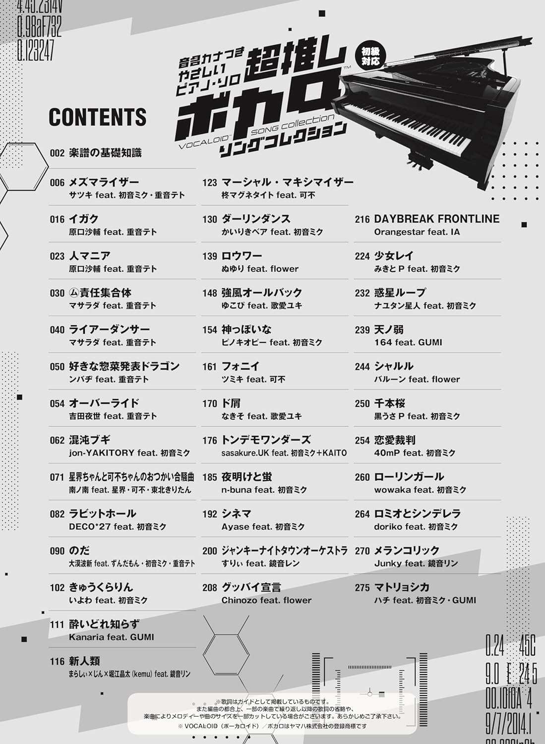 Vocaloid Songs Collection für Klaviersolo (einfach) Notenbuch