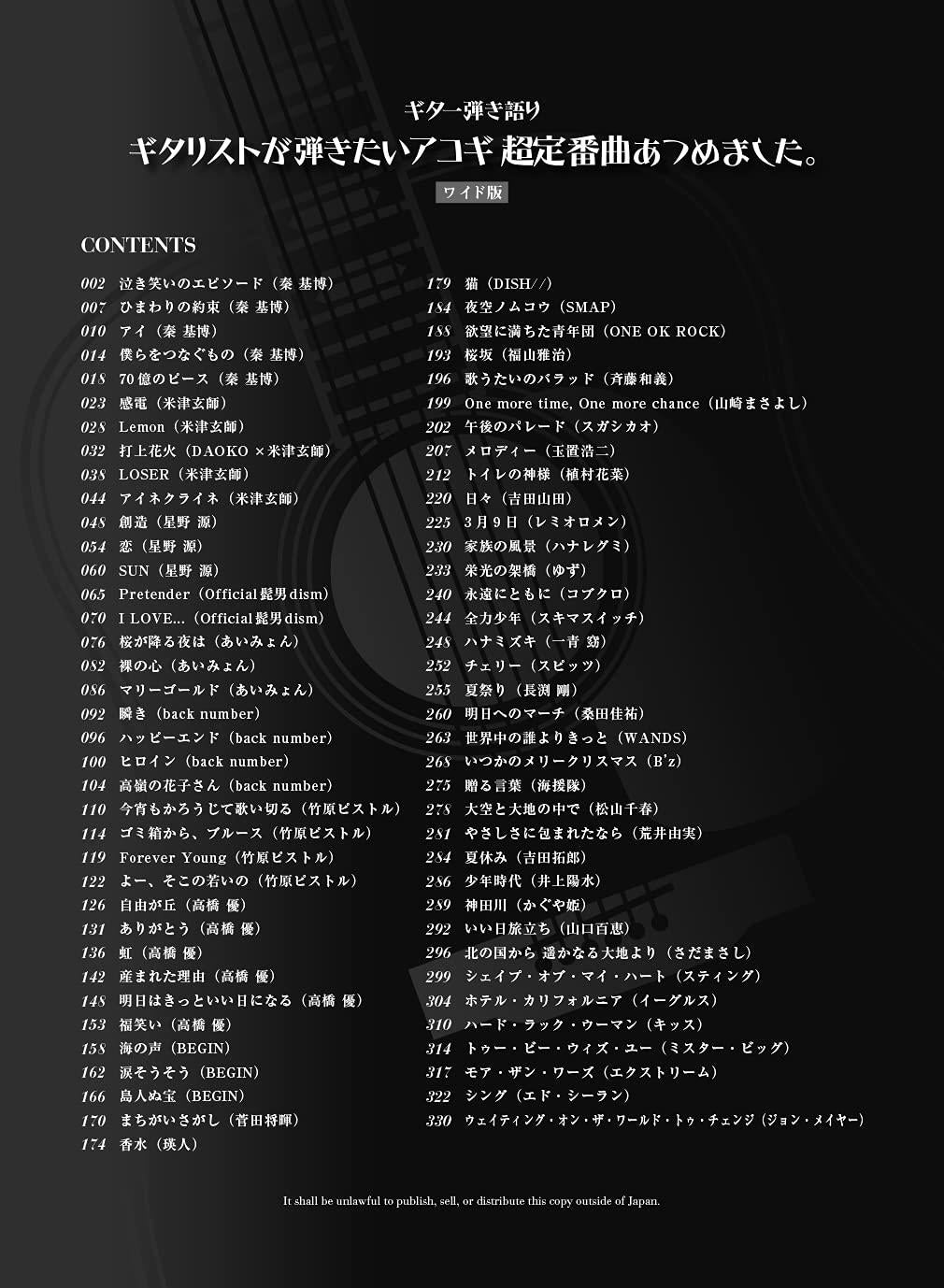 The collection of most standard songs for Guitar and Vocal Sheet Music Book