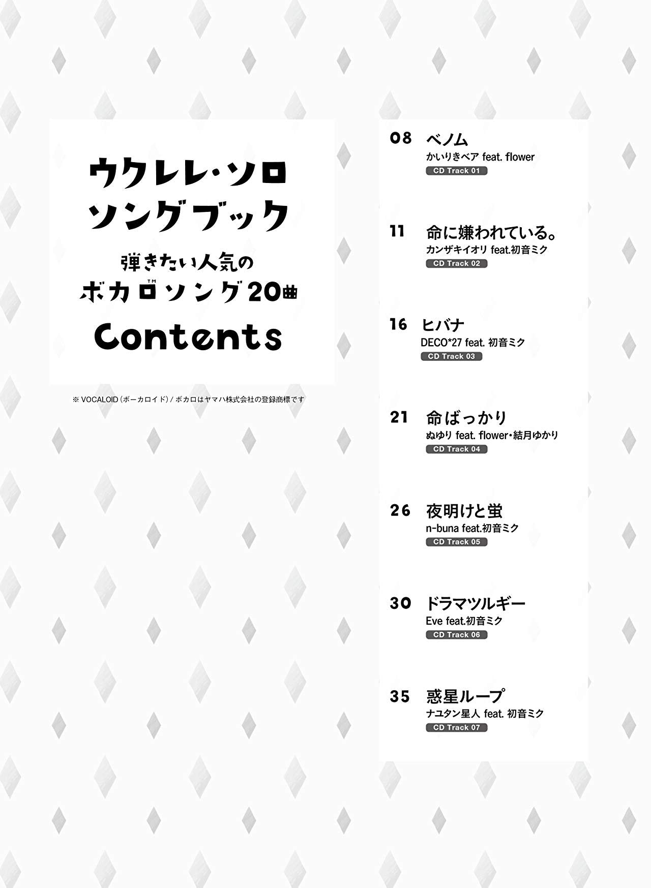 Popular Vocaloid Songs for Ukulele Solo w/CD(Demo Performance) Sheet Music Book