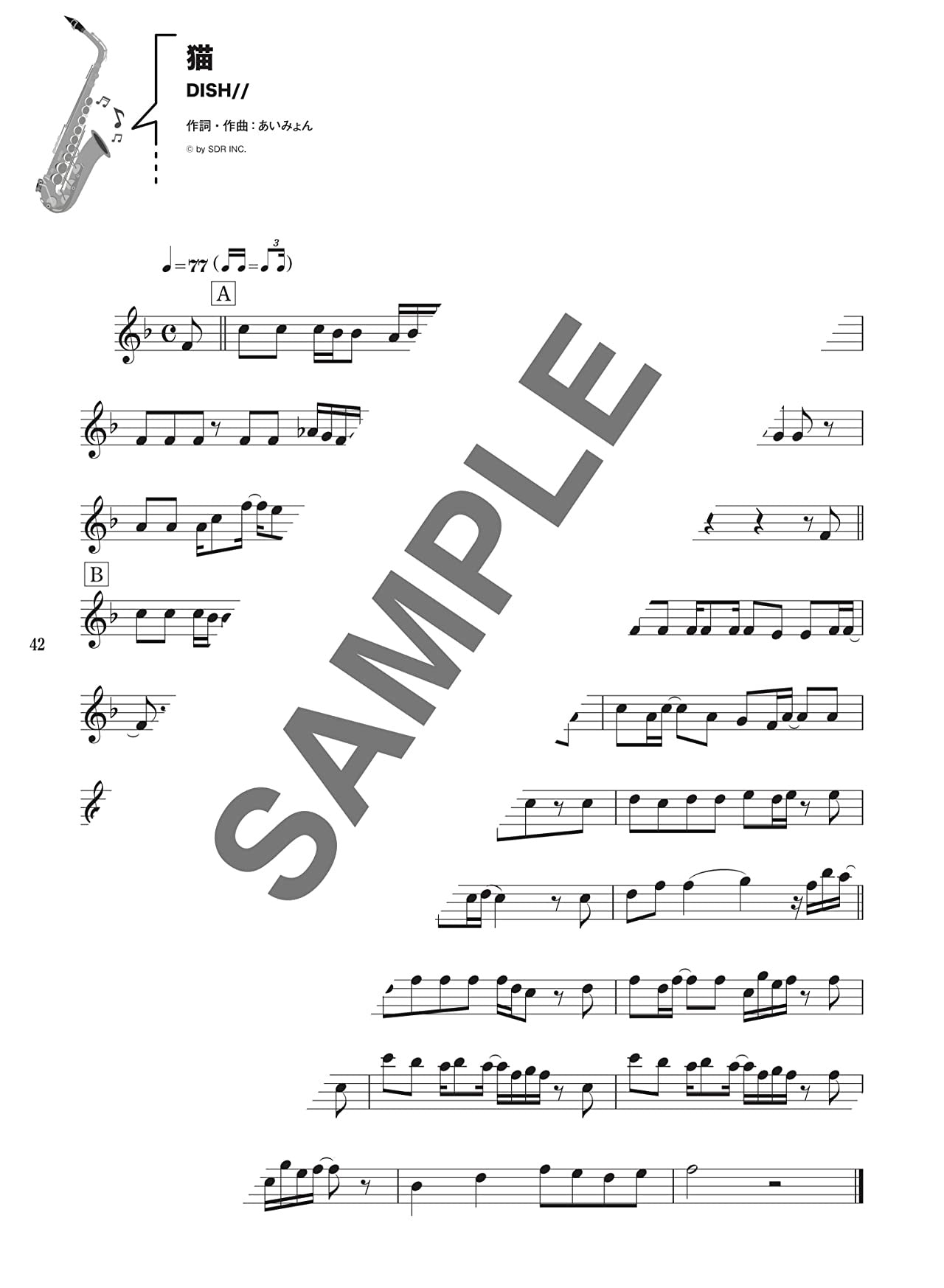 Standard Collection Alto Saxophone Solo(Easy) Sheet Music Book