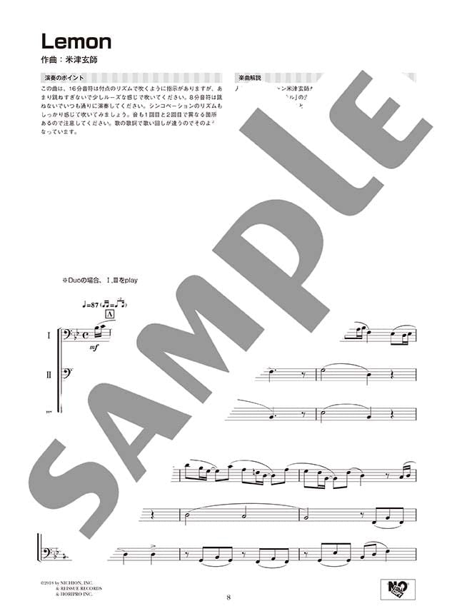 Popular Songs for Trombone Ensemble(Pre-Intermediate) Sheet Music Book
