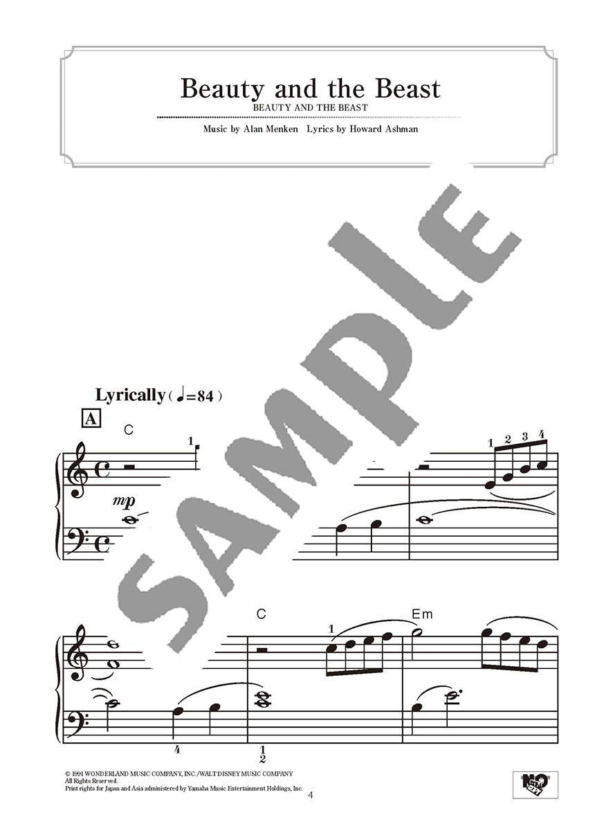 Disney Princess Vol. 1 Piano Solo(Beginner) Sheet Music Book/English Version
