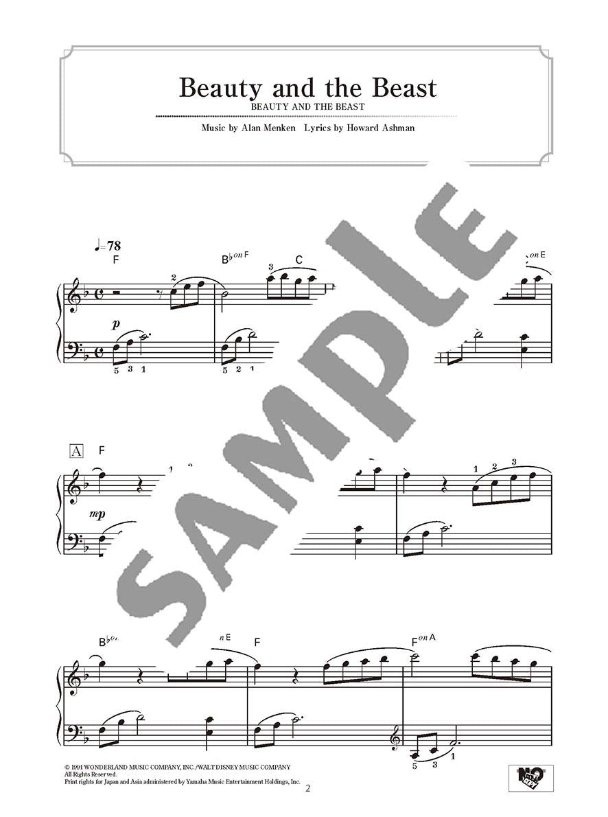 Disney Princess Vol. 2 Piano Solo(Easy) Sheet Music Book/English Version