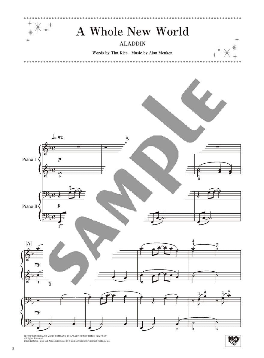 Disney Song Selections für Klavierduett (einfach) Notenbuch/englische Version