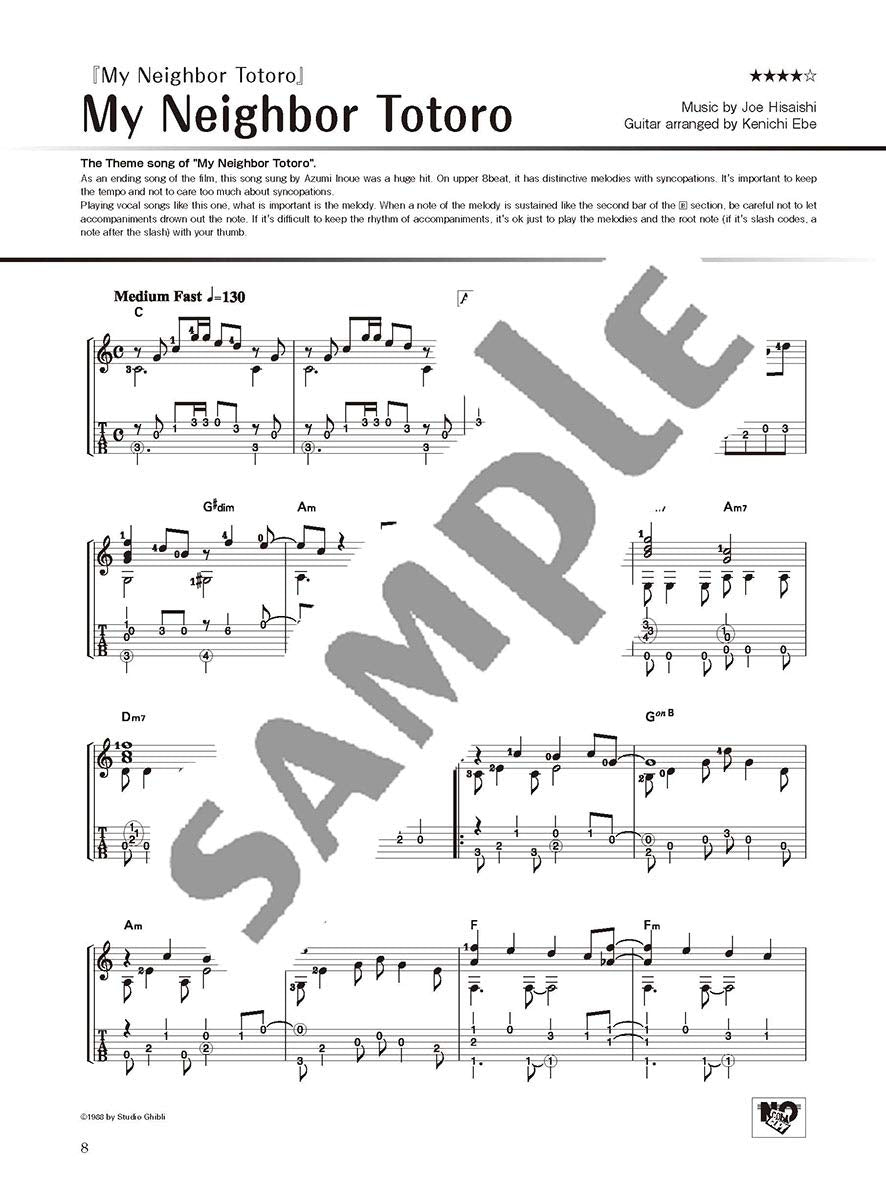 Studio Ghibli Songs für Gitarrensolo Vol. 1 (Mittelstufe) Notenbuch / englische Version