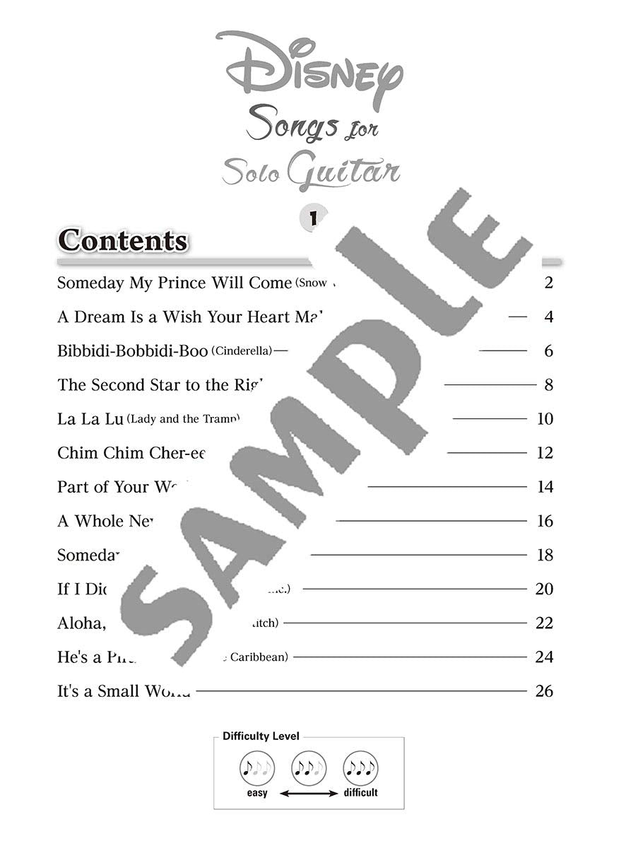 Disney Songs for Guitar Solo Vol.1(Intermediate) Sheet Music Book /English Version