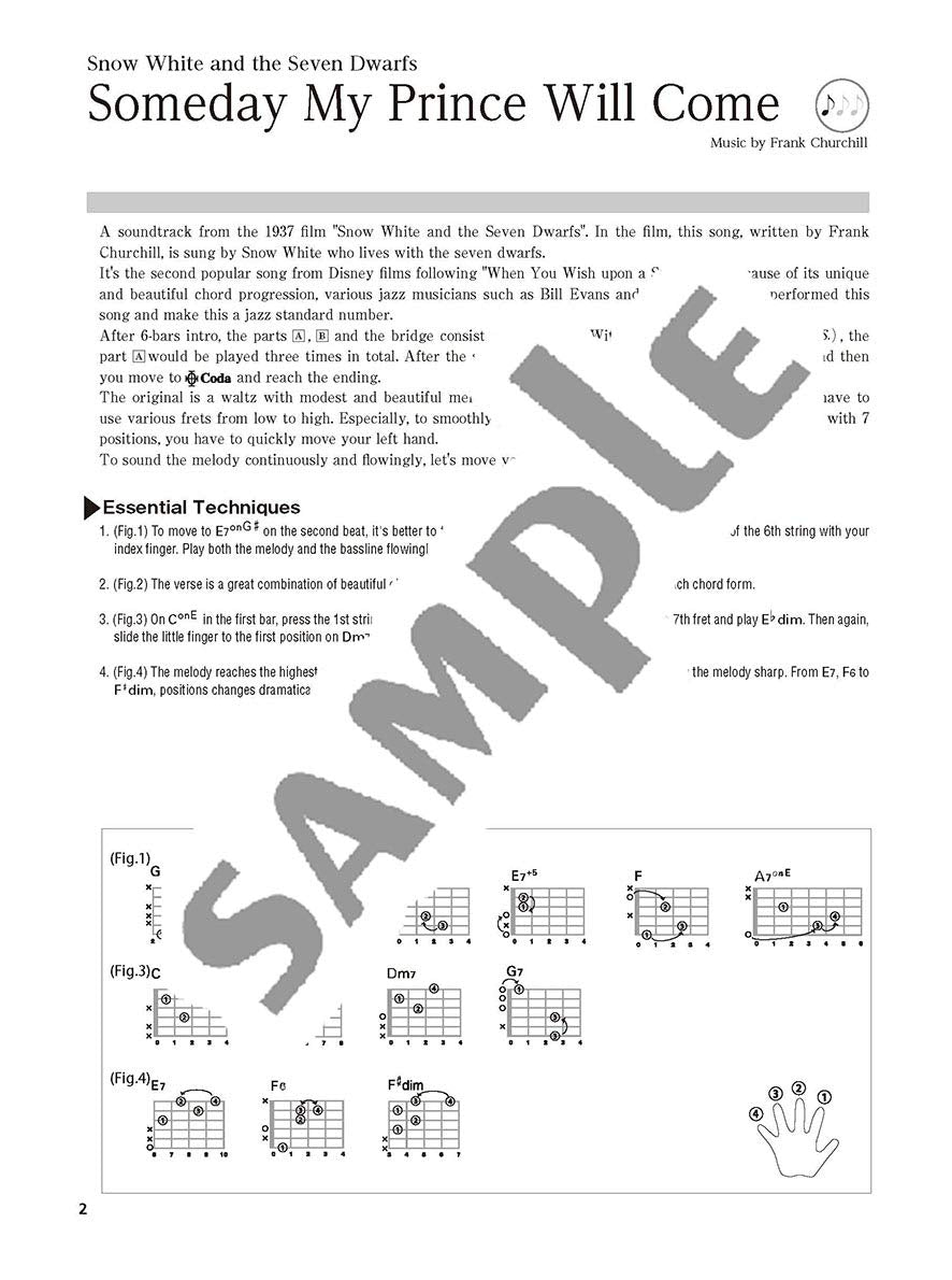 Disney Songs for Guitar Solo Vol.1(Intermediate) Sheet Music Book /English Version