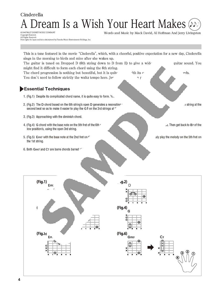 Disney Songs for Guitar Solo Vol.1(Intermediate) Sheet Music Book /English Version