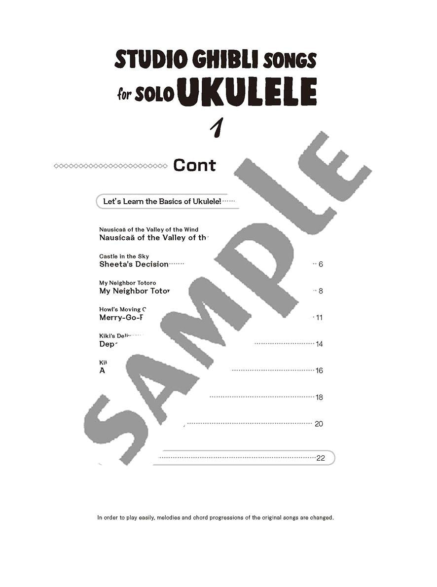 Studio Ghibli-Songs für Ukulele-Solo, Band 1 (einfach) / englische Version