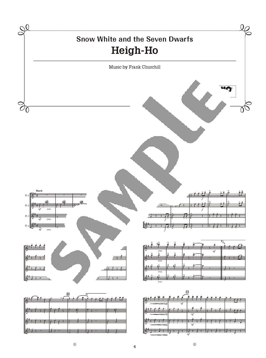 Disney Songs für Flötenquartett Band 2 (Mittelstufe) Notenbuch / englische Version