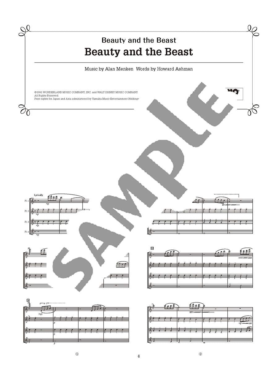 Disney Songs für Flötenquartett Band 2 (Mittelstufe) Notenbuch / englische Version