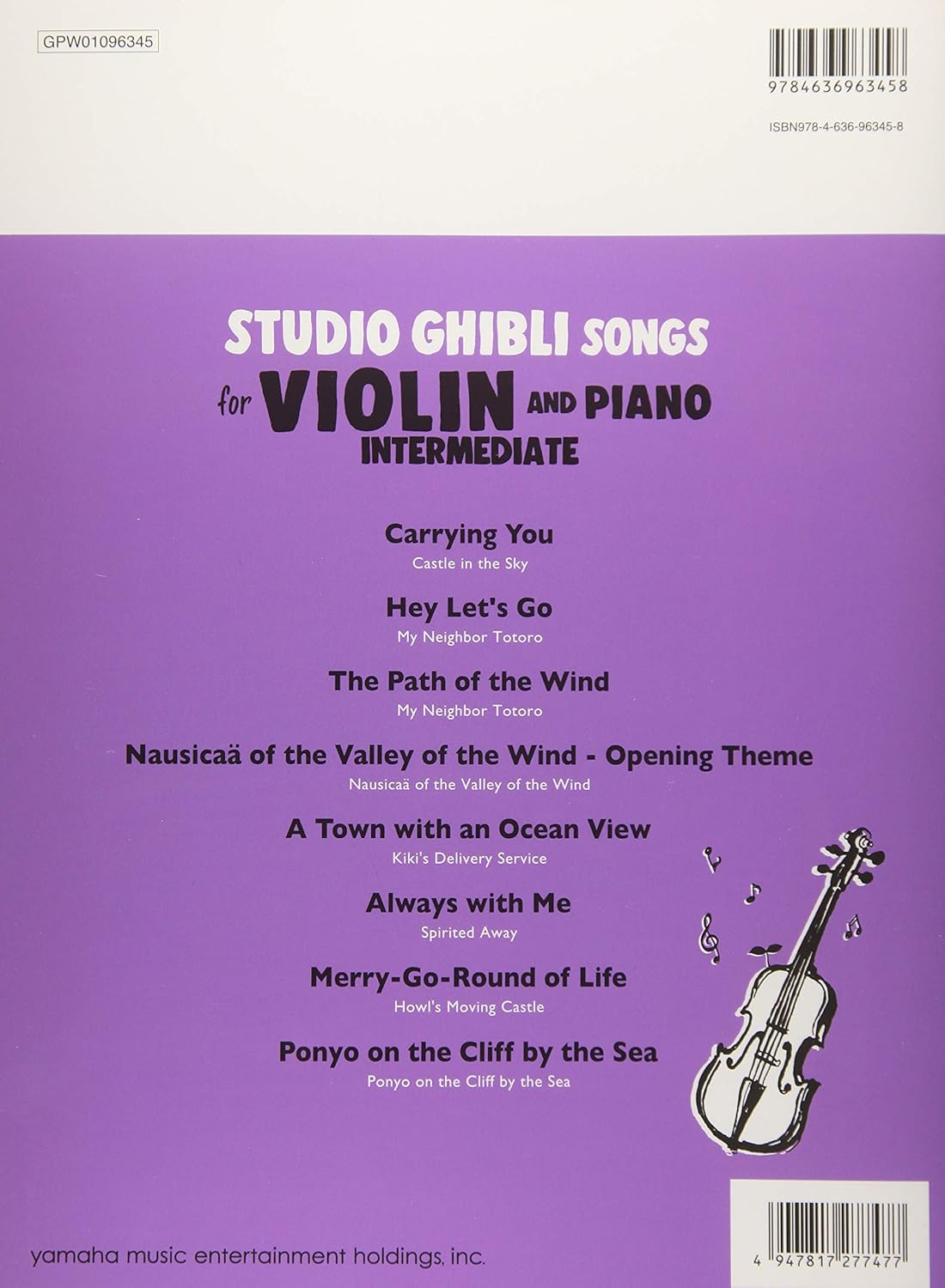 Studio Ghibli Songs for Violin and Piano(Intermediate) Sheet Music Book /English Version