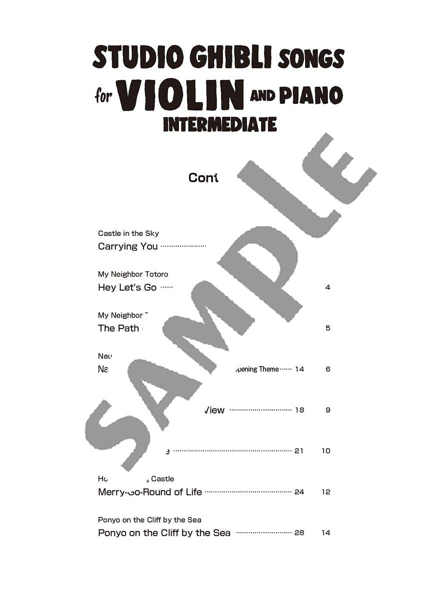 Studio Ghibli Songs for Violin and Piano(Intermediate) Sheet Music Book /English Version