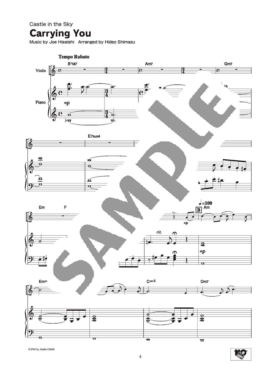 Studio Ghibli Songs for Violin and Piano(Intermediate) Sheet Music Book /English Version