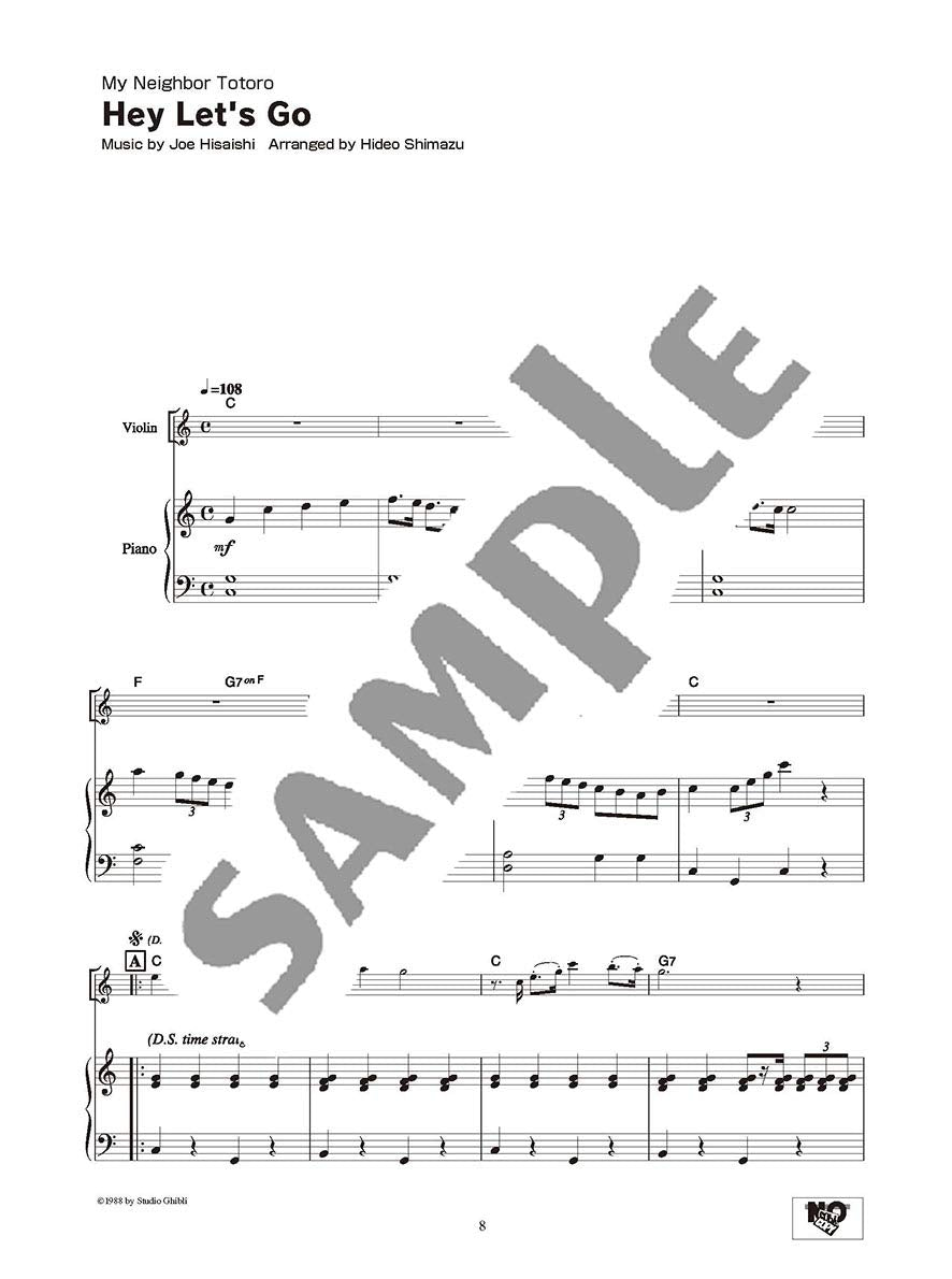 Studio Ghibli Songs for Violin and Piano(Intermediate) Sheet Music Book /English Version