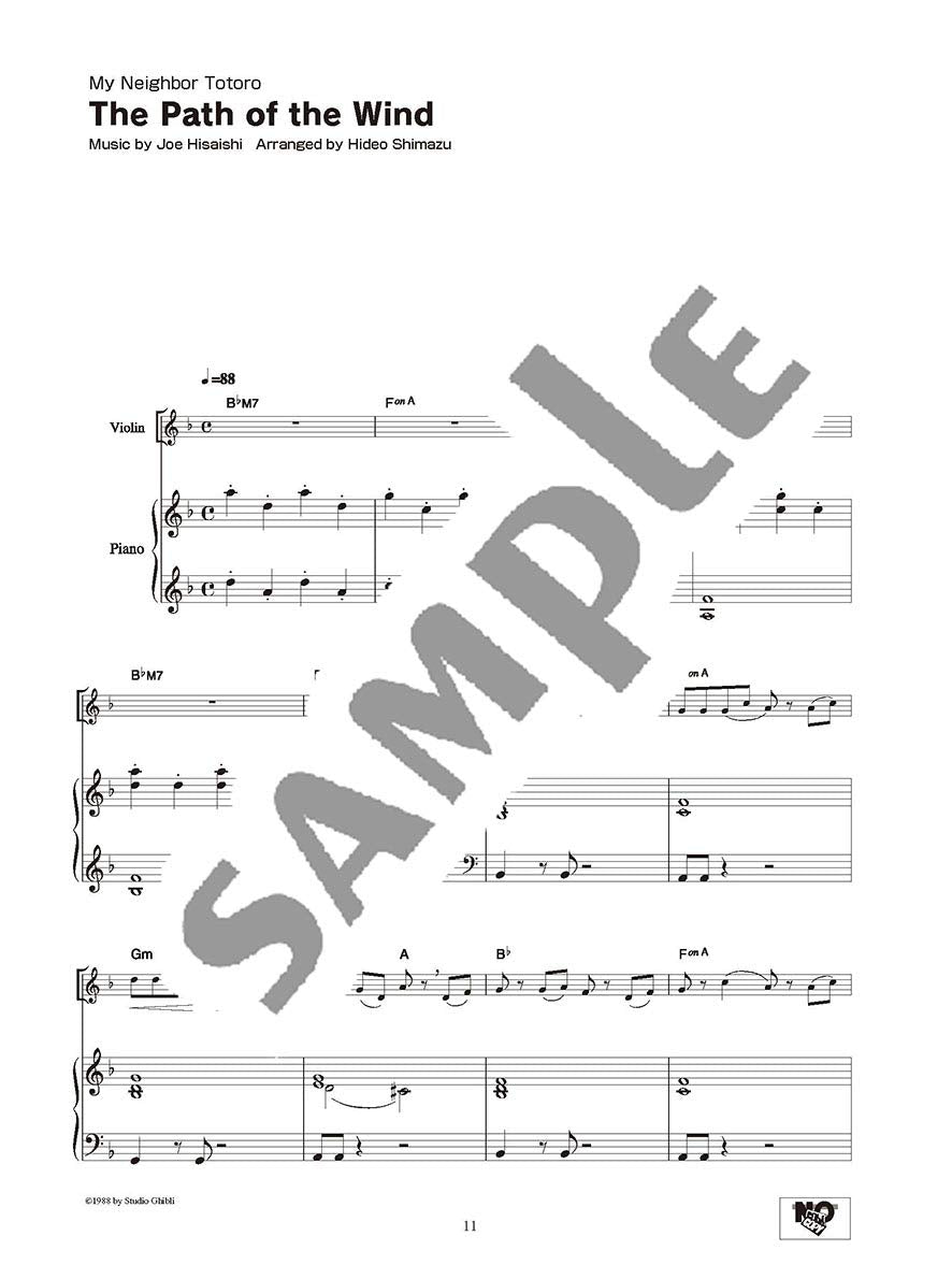 Studio Ghibli Songs for Violin and Piano(Intermediate) Sheet Music Book /English Version