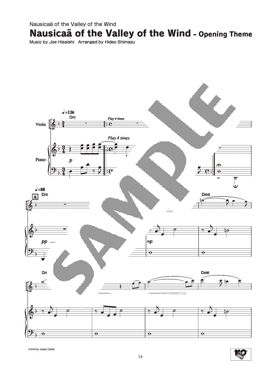 Studio Ghibli Songs for Violin and Piano(Intermediate) Sheet Music Book /English Version