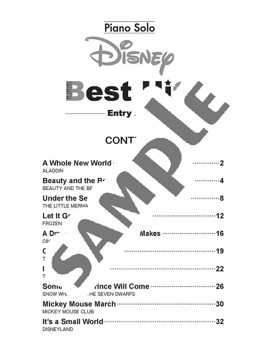Disney Best Hit 10 Piano Solo(Beginner) Sheet Music Book/English Version