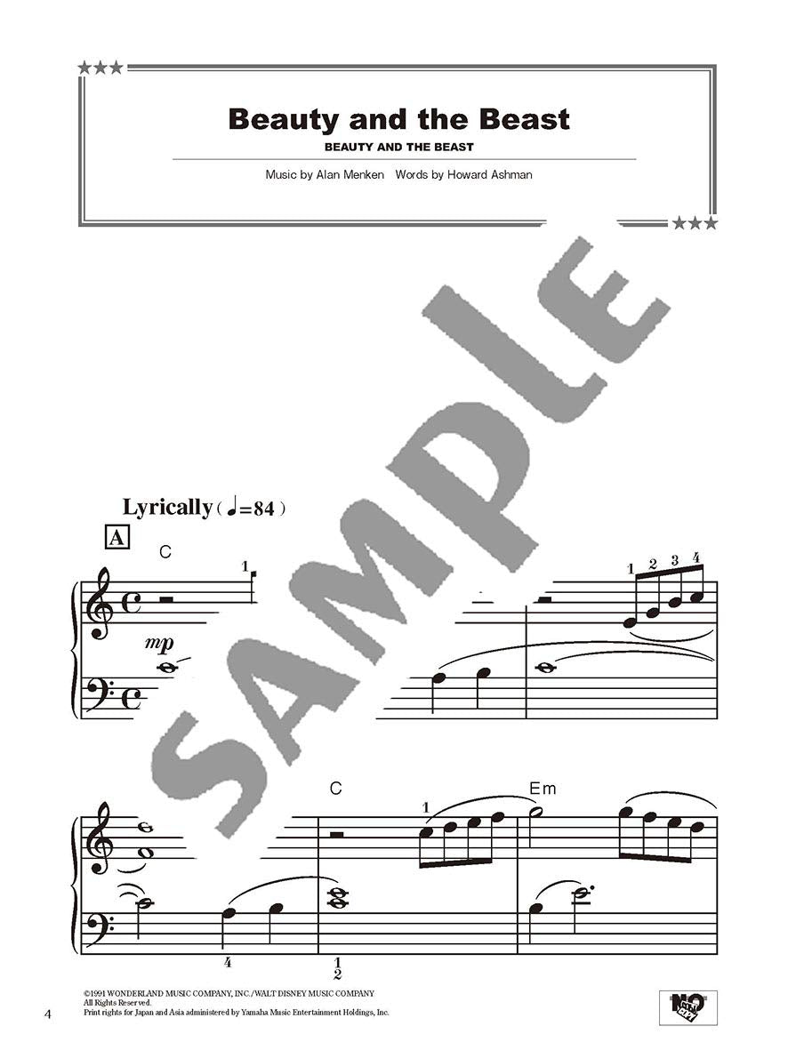 Disney Best Hit 10 Piano Solo(Beginner) Sheet Music Book/English Version