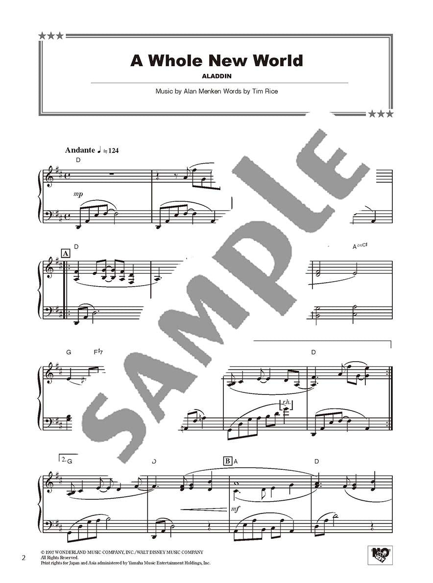 Disney Best Hit 10 Piano Solo (Mittel)/englische Version