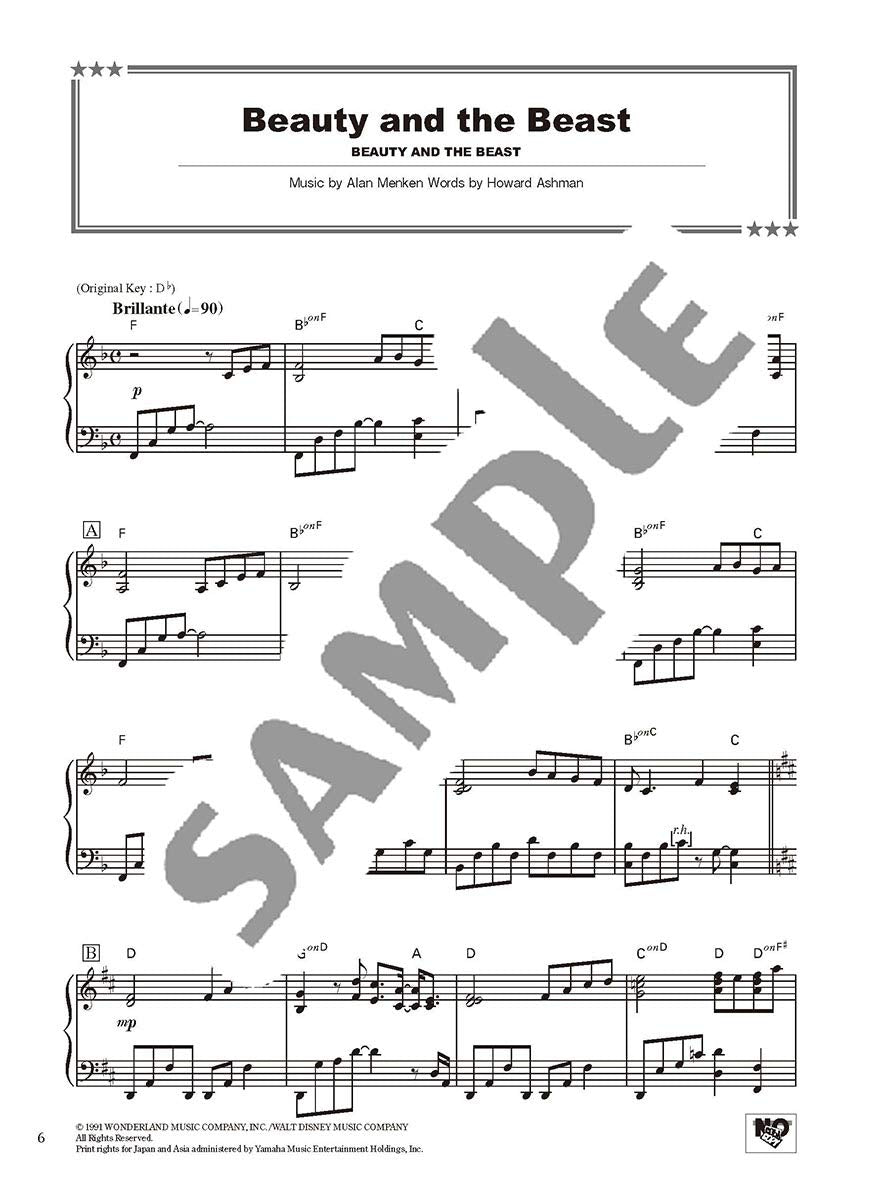 Disney Best Hit 10 Piano Solo (Mittel)/englische Version