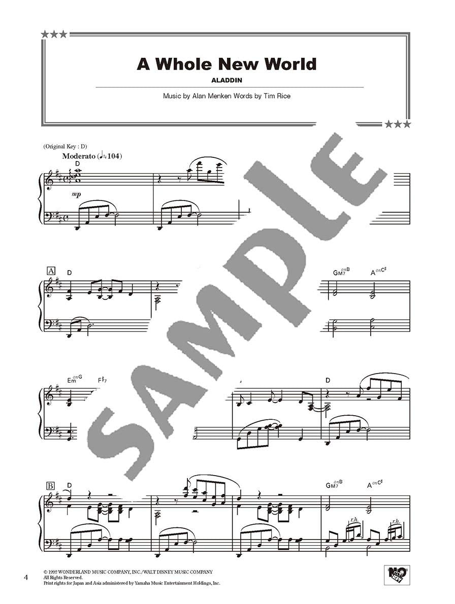 Disney Best Hit 10 Piano Solo (Fortgeschritten)/Englische Version