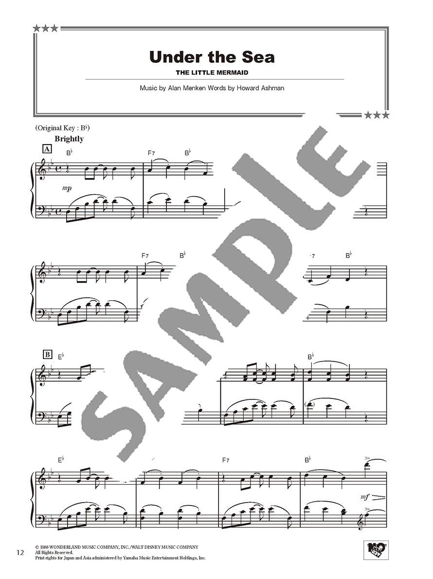 Disney Best Hit 10 Piano Solo (Fortgeschritten)/Englische Version
