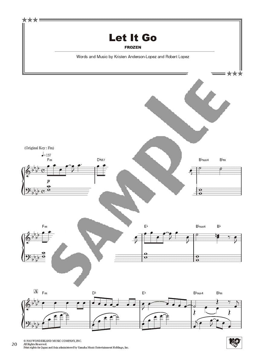 Disney Best Hit 10 Piano Solo (Fortgeschritten)/Englische Version