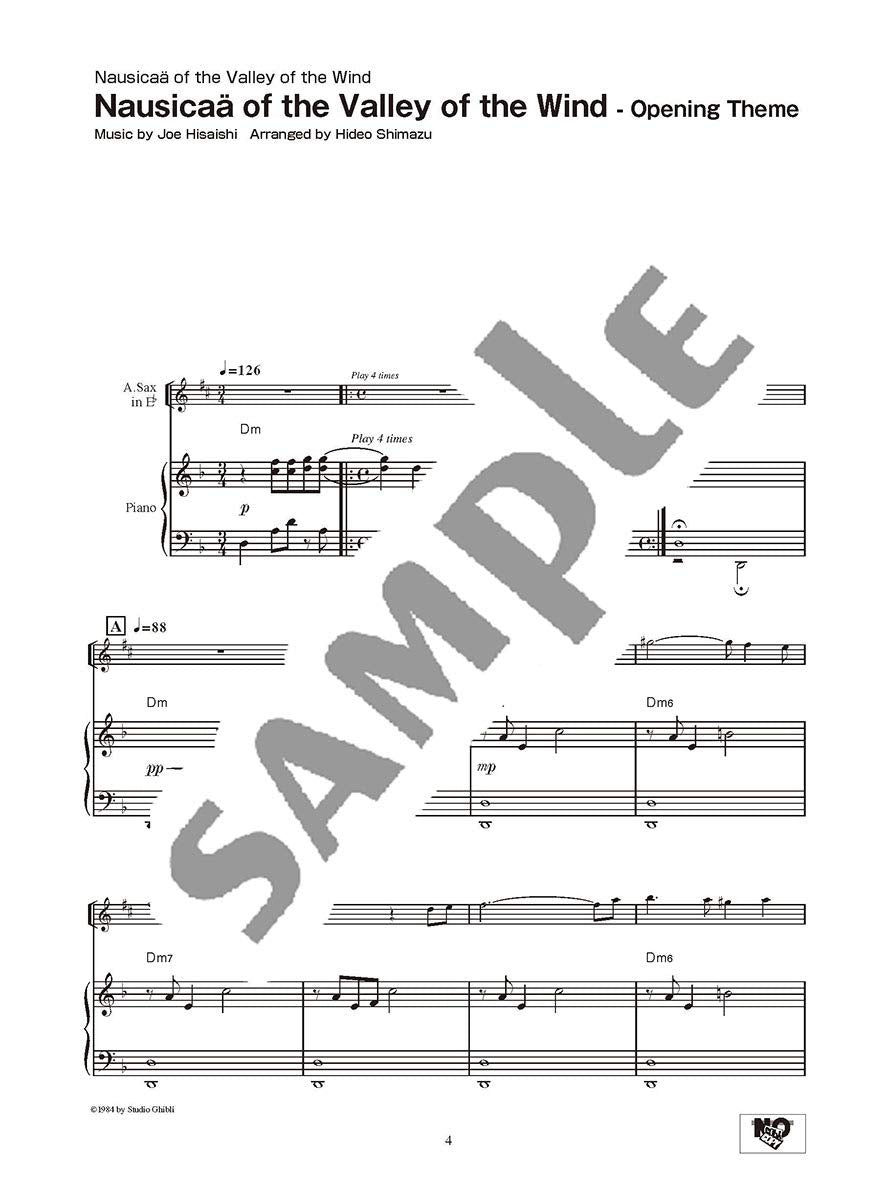 Studio Ghibli Songs for Alto Saxophone and Piano Vol.1(Intermediate) Sheet Music Book /English Version