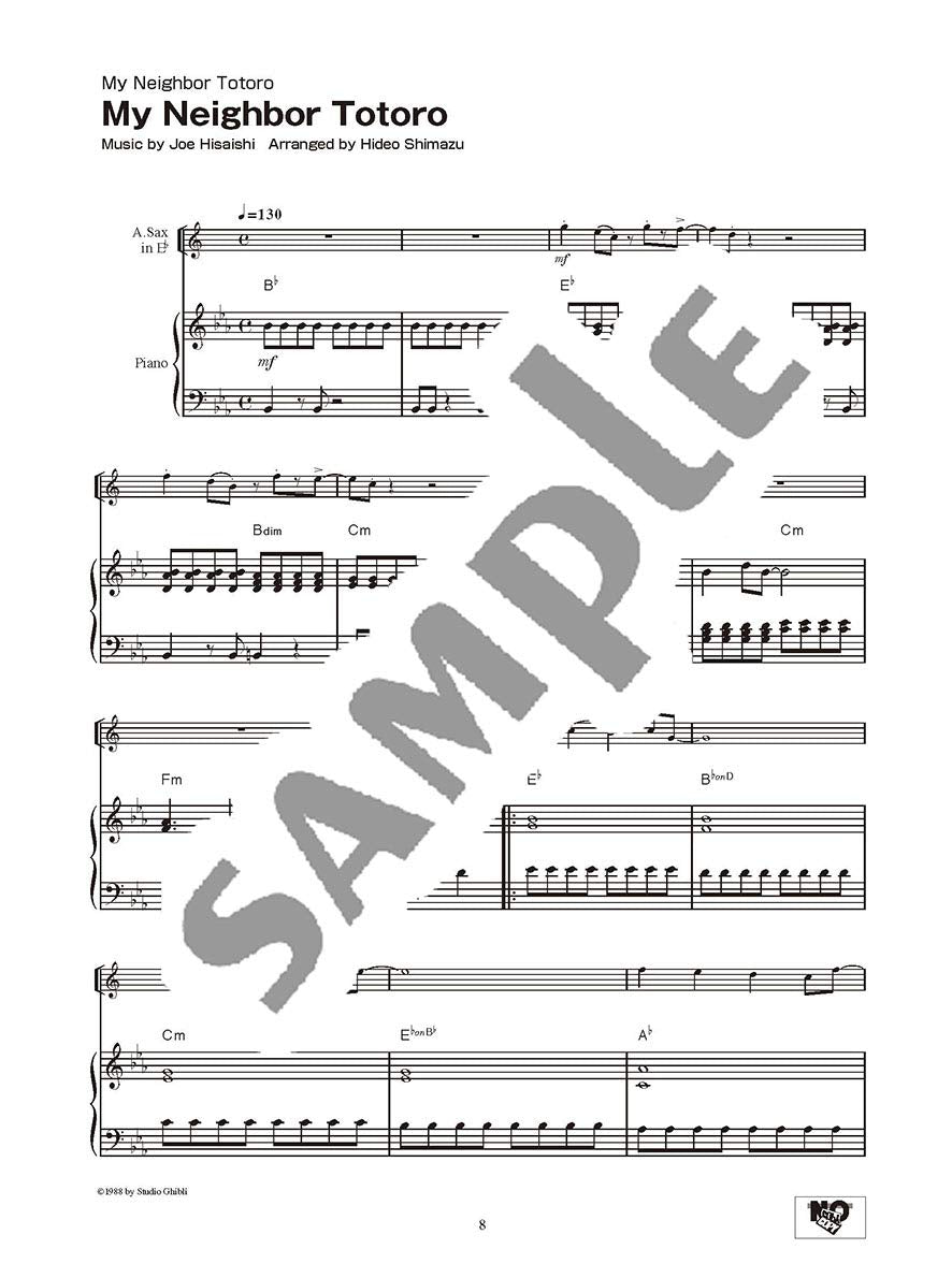 Studio Ghibli Songs for Alto Saxophone and Piano Vol.1(Intermediate) Sheet Music Book /English Version