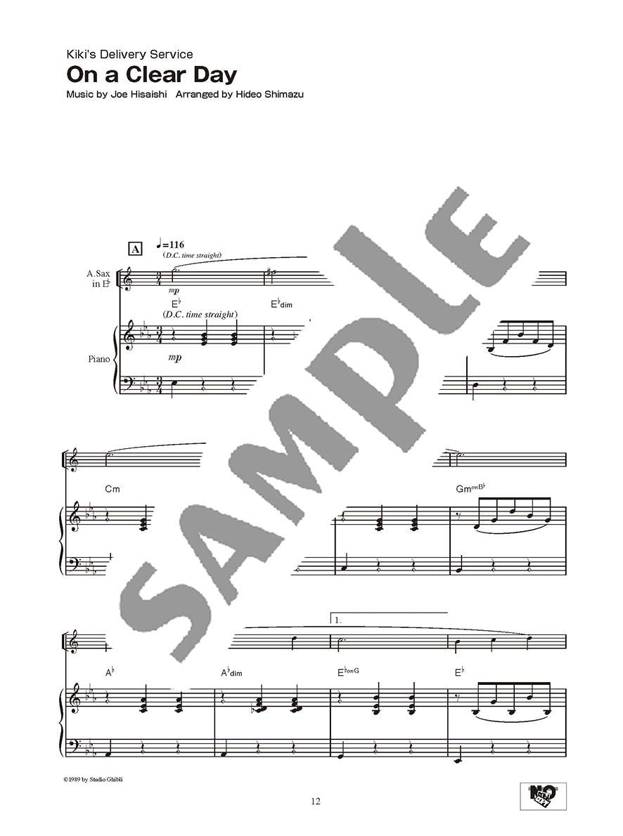 Studio Ghibli Songs for Alto Saxophone and Piano Vol.1(Intermediate) Sheet Music Book /English Version
