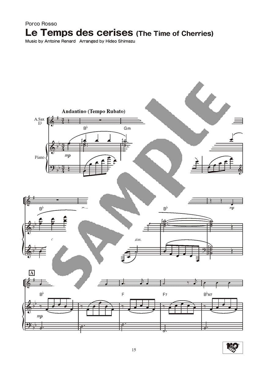Studio Ghibli Songs for Alto Saxophone and Piano Vol.1(Intermediate) Sheet Music Book /English Version