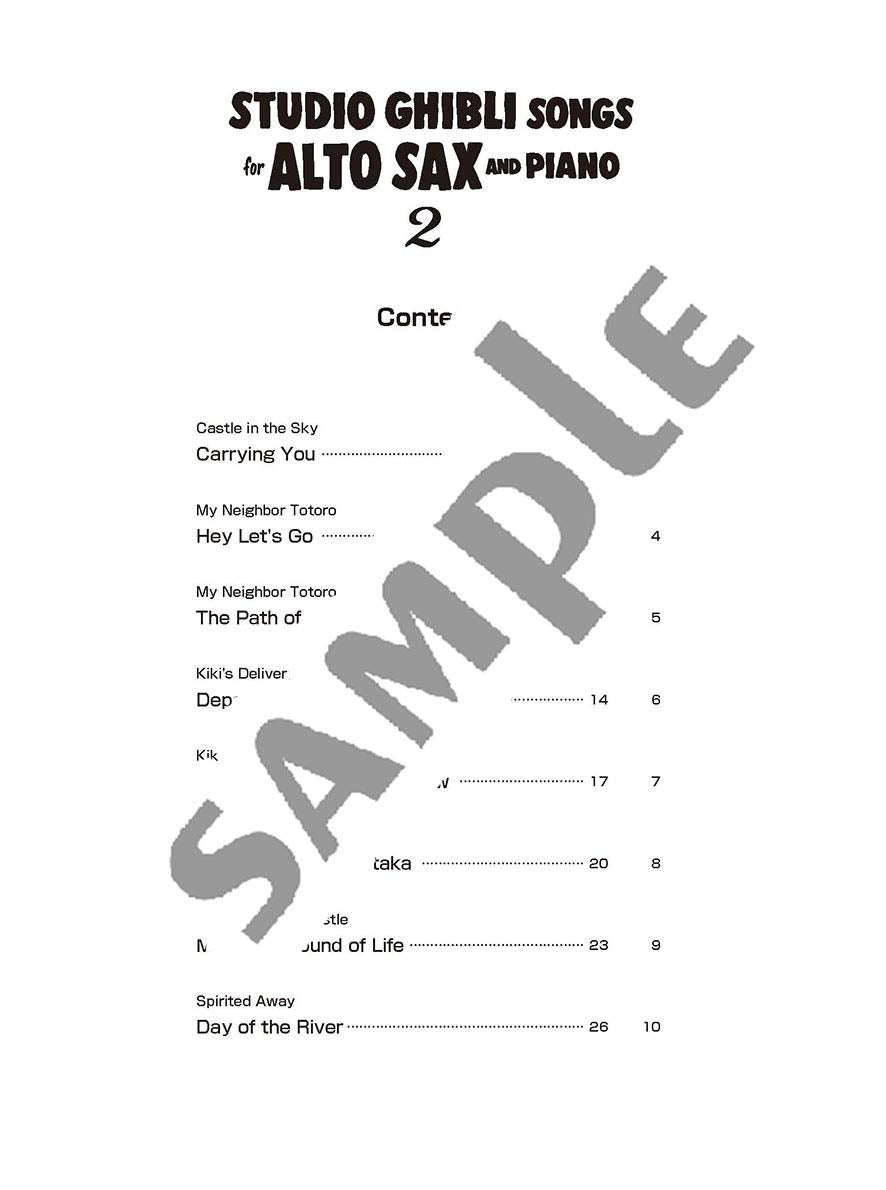 Studio Ghibli Songs for Alto Saxophone and Piano Vol.2(Intermediate) Sheet Music Book /English Version