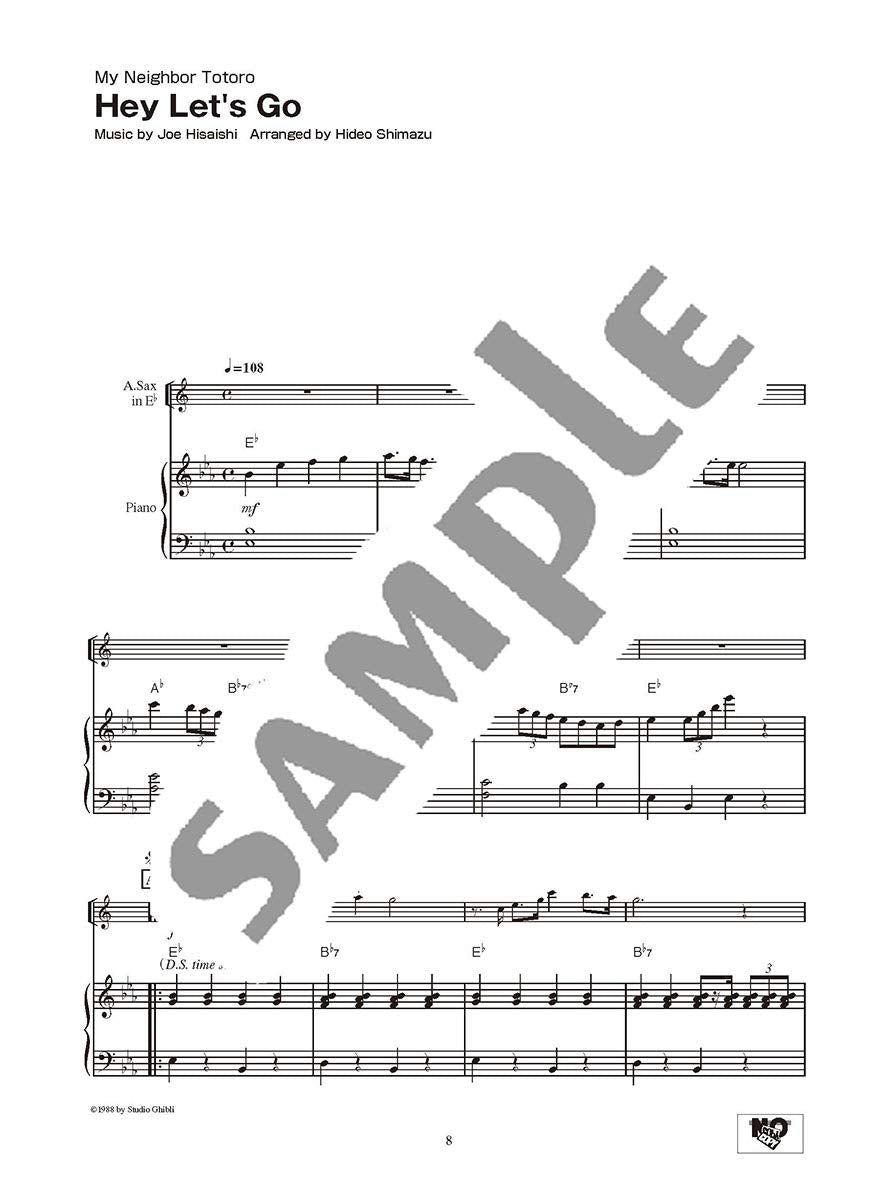 Studio Ghibli Songs for Alto Saxophone and Piano Vol.2(Intermediate) Sheet Music Book /English Version