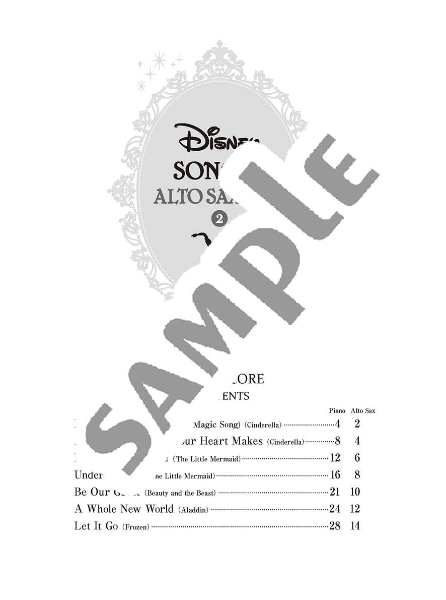 Disney Songs for Alto Saxophone and Piano 2(Intermediate) Sheet Music Book /English Version