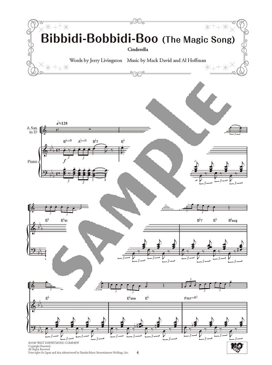 Disney Songs for Alto Saxophone and Piano 2(Intermediate) Sheet Music Book /English Version