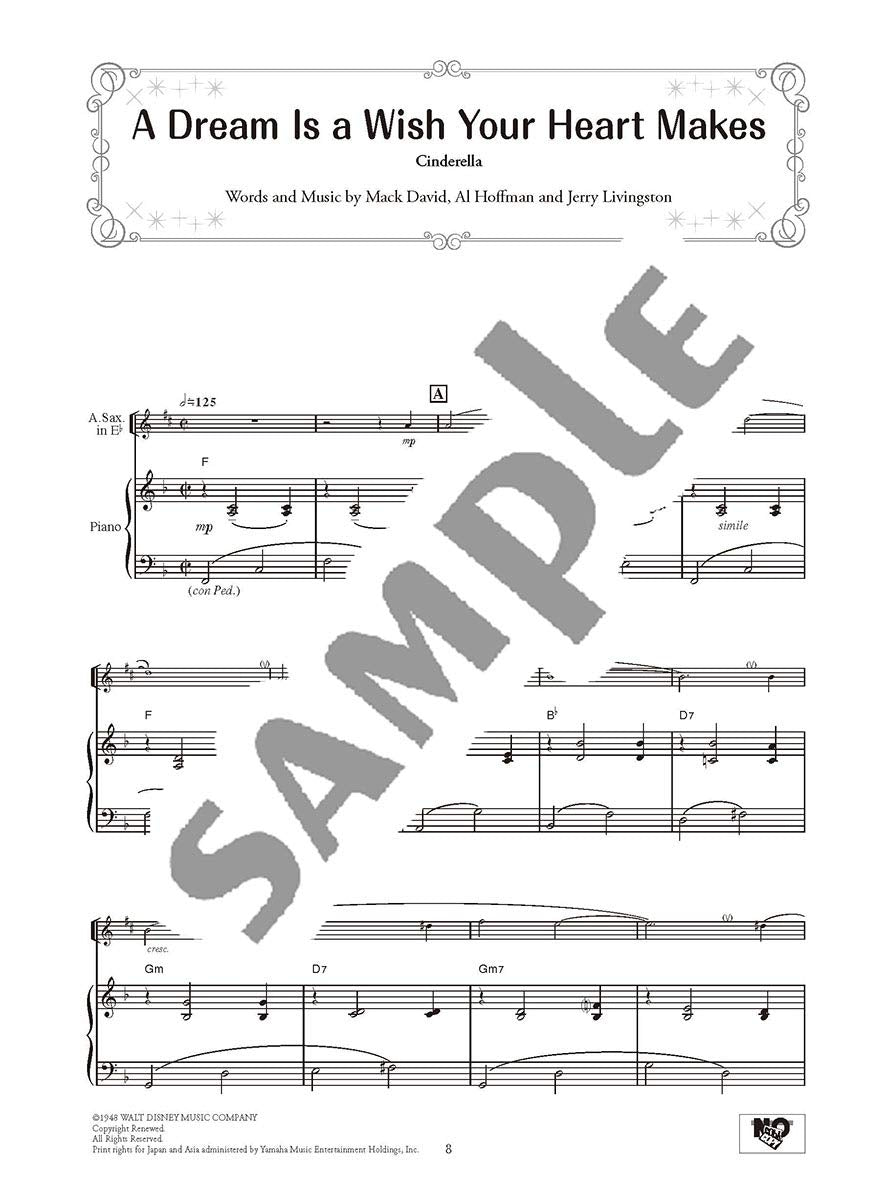 Disney Songs for Alto Saxophone and Piano 2(Intermediate) Sheet Music Book /English Version