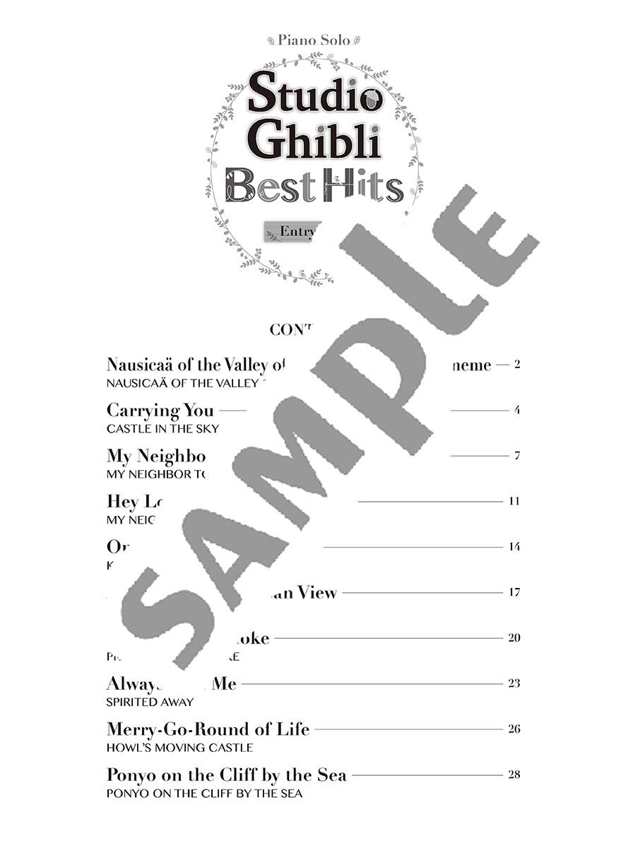 Studio Ghibli Best Hit 10 Piano Solo(Beginner) Sheet Music Book/English Version