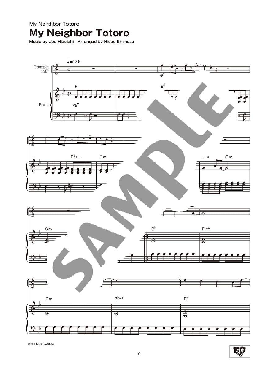 Studio Ghibli Songs für Trompete und Klavier (Mittelstufe) Notenbuch / englische Version