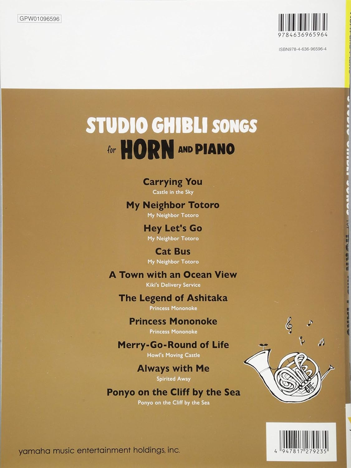 Studio Ghibli Songs für Horn und Klavier (Mittelstufe) Notenbuch / englische Version