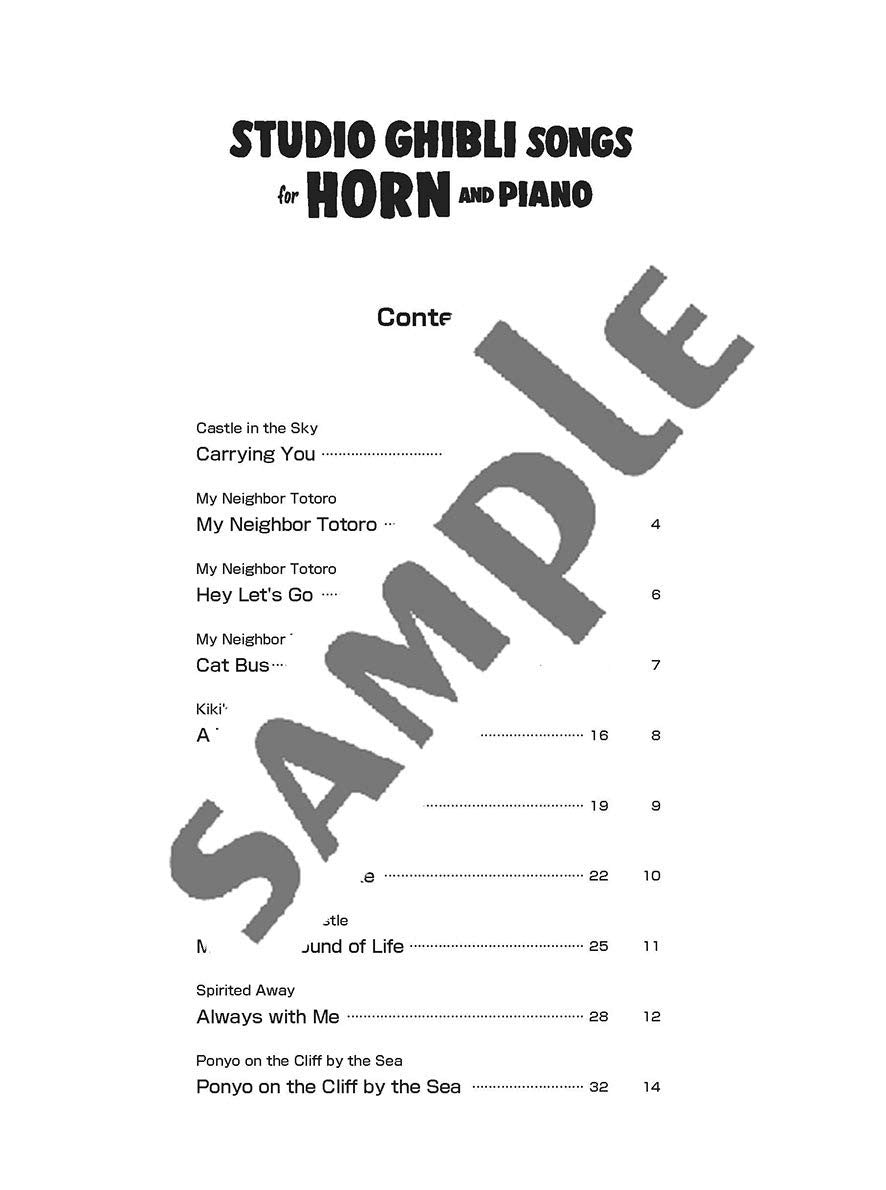 Studio Ghibli Songs für Horn und Klavier (Mittelstufe) Notenbuch / englische Version