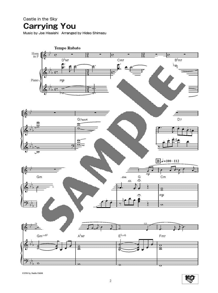 Studio Ghibli Songs für Horn und Klavier (Mittelstufe) Notenbuch / englische Version