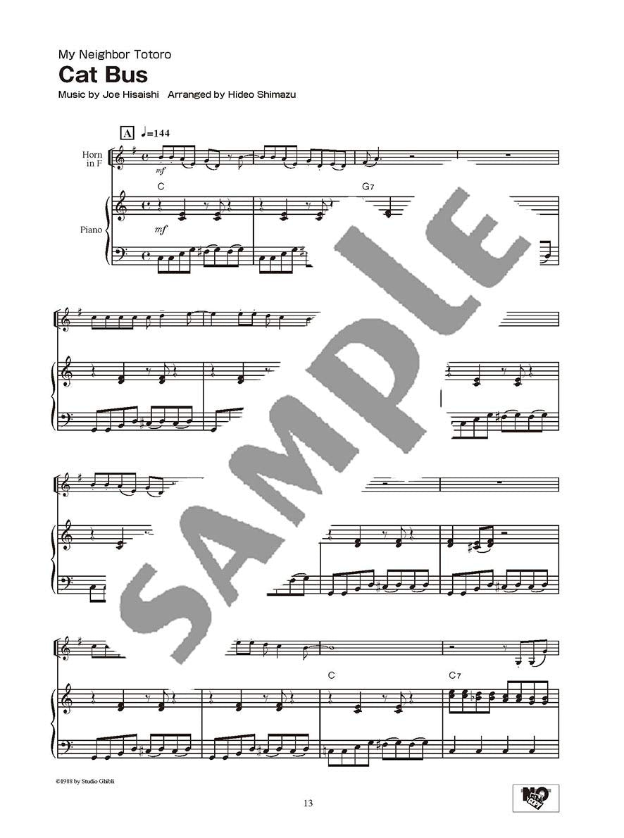 Studio Ghibli Songs für Horn und Klavier (Mittelstufe) Notenbuch / englische Version
