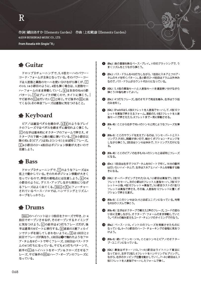 BanG Dream!(Anime) Official Band Score Roselia Vol.2 Sheet Music Book
