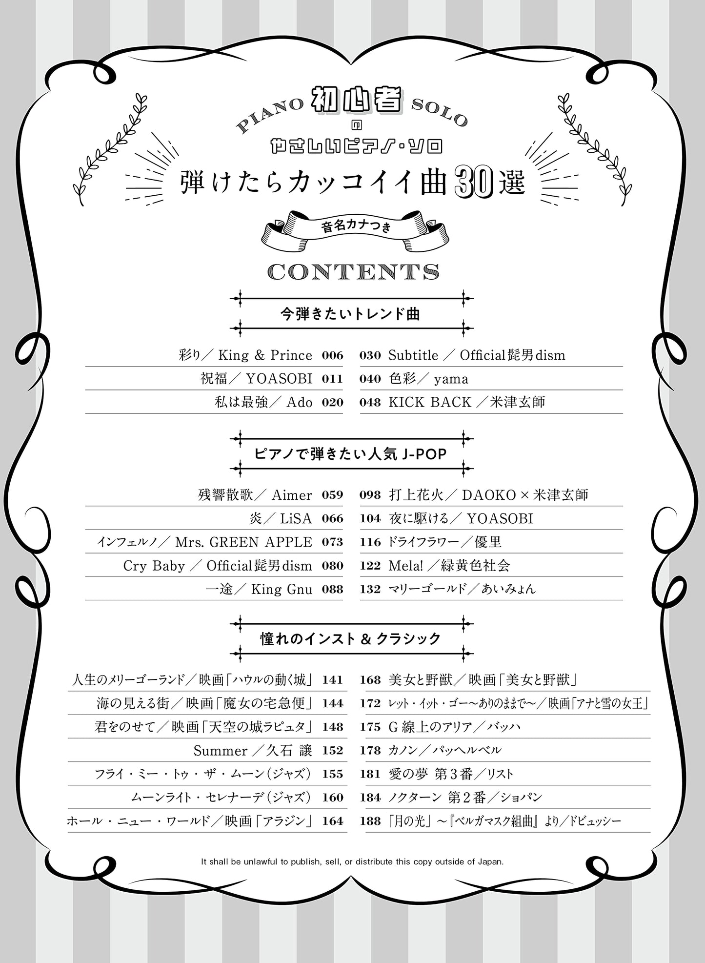 The collection of Cool Songs for Piano Solo(Easy) Sheet Music Book