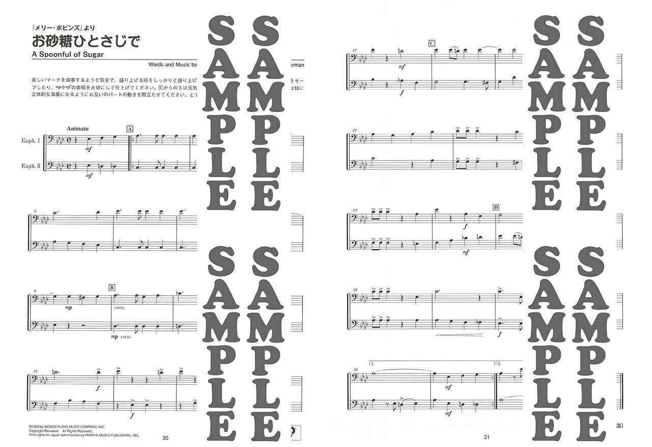 Ensemble de Disney: Euphonium or Tuba Ensemble(Pre-Intermediate) Sheet Music Book