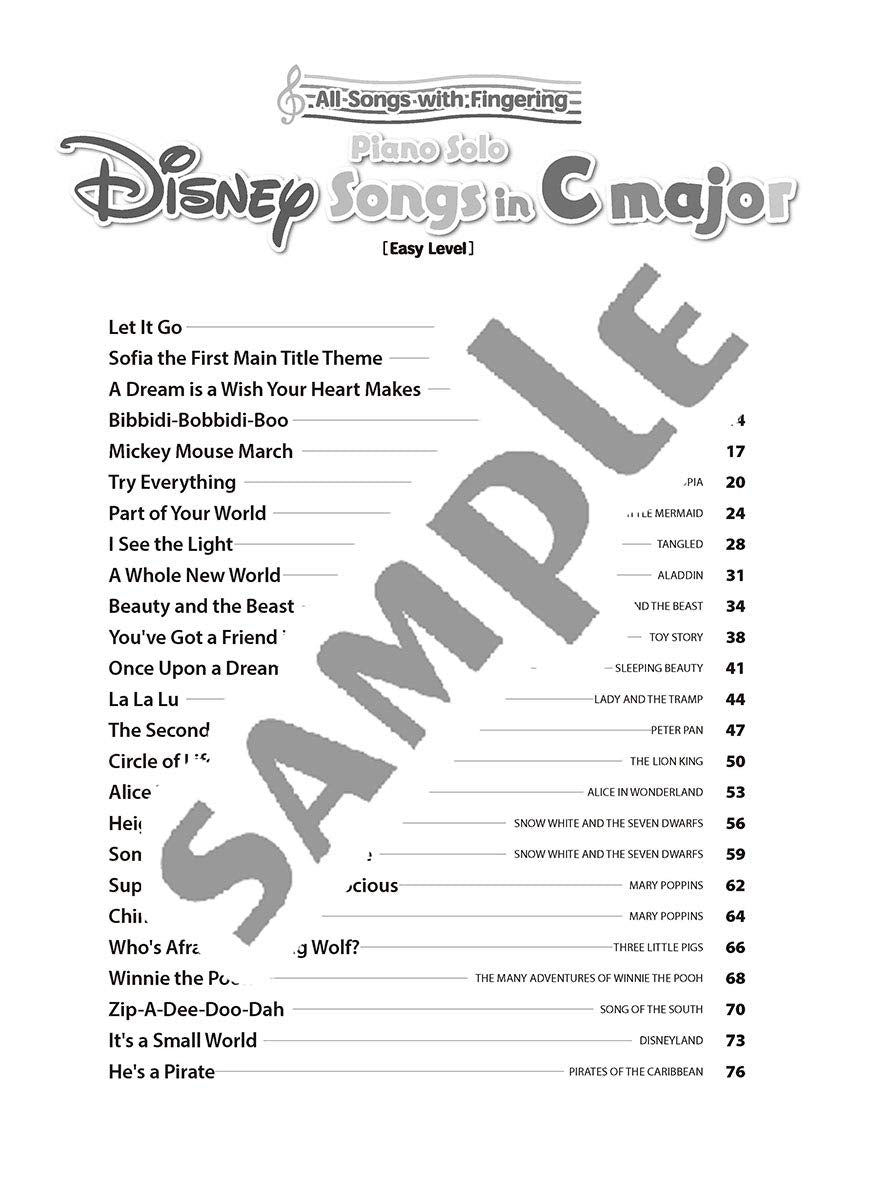 Disney Songs Piano Solo in C Major(Easy) /English Version