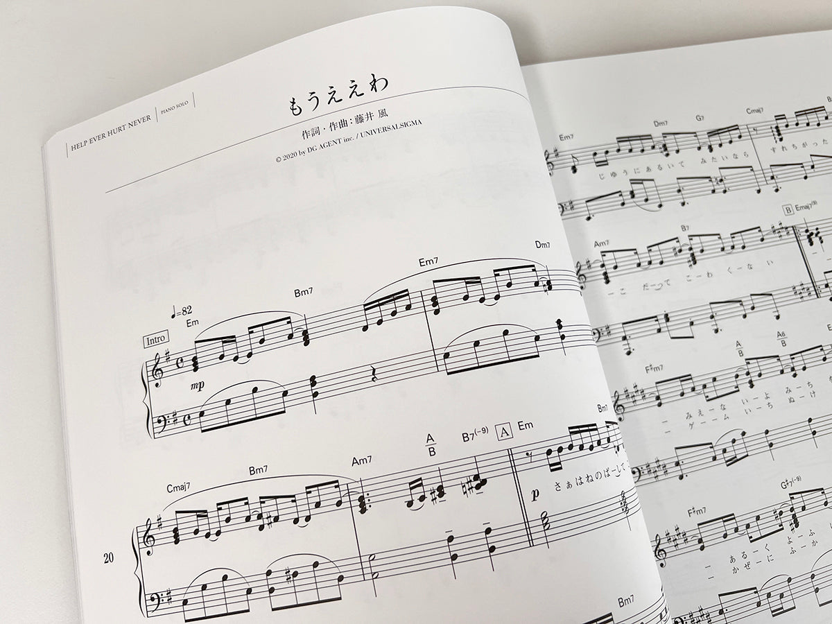 Fujii Kaze Official Piano Score HELP EVER HURT NEVER for Piano  Solo(Advanced) Sheet Music Book